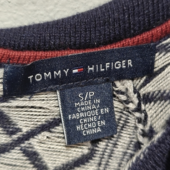 Tommy Hilfiger Wool Dress Size Small Geometric Navy Blue Collared - Picture 4 of 7